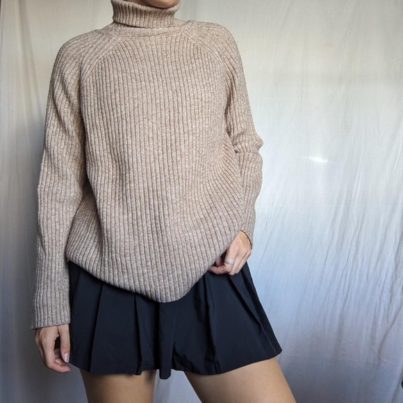 Beige Turtleneck Knit Sweater - Picture 2 of 4